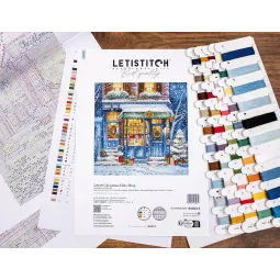 Набор для вышивания крестиком Рождественские подарки Магазин 21x21см SLETIL8109