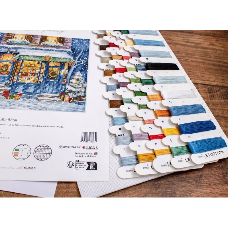 Kit de point de croix Cadeaux de Noël Shop 21x21cm SLETIL8109