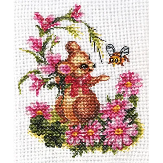 Kit de point de croix PANNA "Souris avec un bouquet" PD-0276