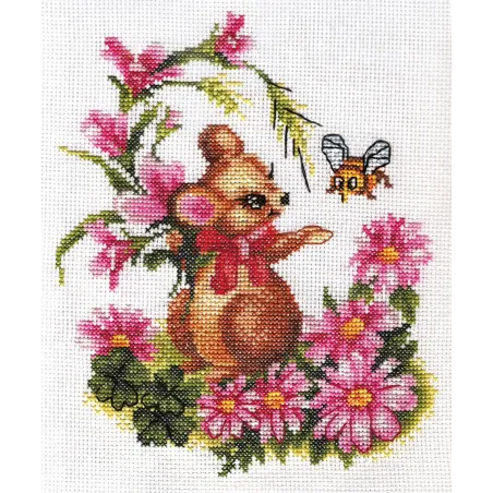 Kit de point de croix PANNA "Souris avec un bouquet" PD-0276