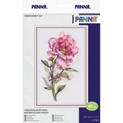 Kryželiu siuvinėjimo rinkinys PANNA „Watercolor peony“ PC-7364