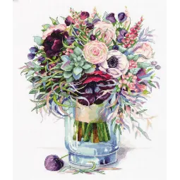 Kryželio siuvinėjimo rinkinys PANNA „Puokštė su anemonais“ PC-7159