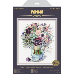 Kryželio siuvinėjimo rinkinys PANNA „Puokštė su anemonais“ PC-7159