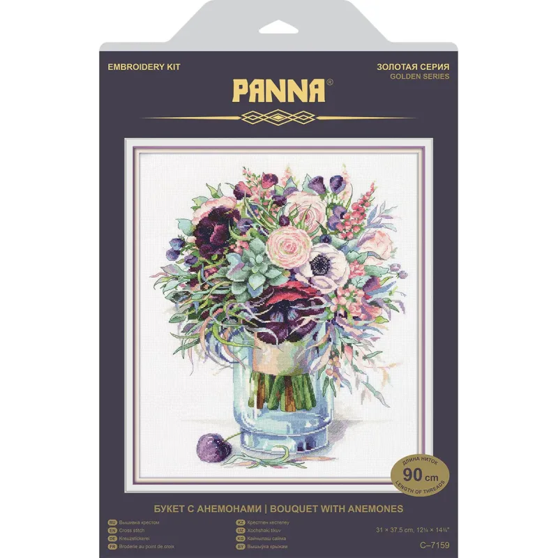 Kryželio siuvinėjimo rinkinys PANNA „Puokštė su anemonais“ PC-7159
