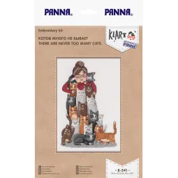 Kryželių siuvinėjimo rinkinys KLART "Katinų niekada nebūna per daug" KL8-541
