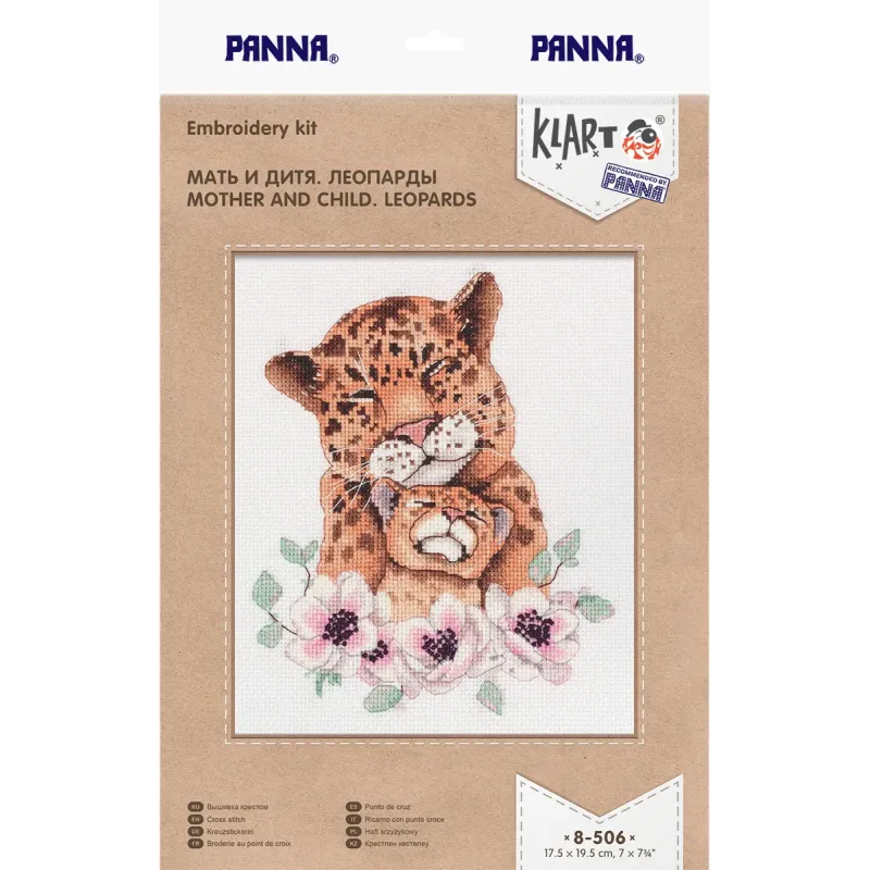 Kreuzstich-Set KLART "Mutter und Kind Leoparden" KL8-506