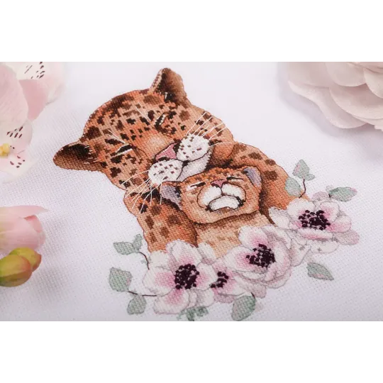 Kreuzstich-Set KLART "Mutter und Kind Leoparden" KL8-506