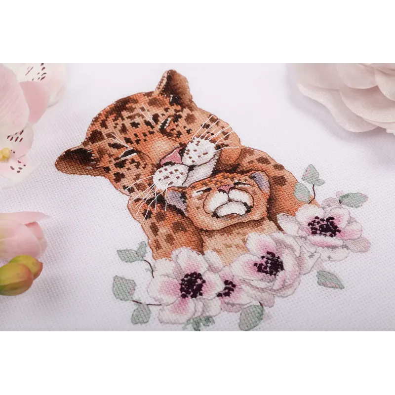 Kreuzstich-Set KLART "Mutter und Kind Leoparden" KL8-506