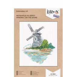 Kit de point de croix KLART "Moulin à vent sur le rivage" KL8-384