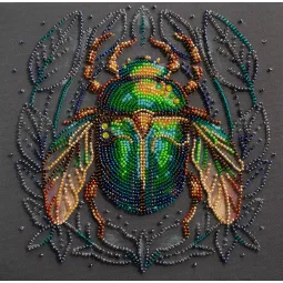 Main Bead Embroidery Kit Emerald beetle (Deco Scenes) 20x20 cm AAMB-105