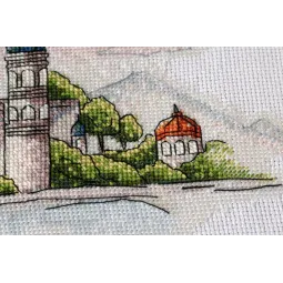 Siuvinėjimo kryželiu rinkiniai Spalvingi kupolai (Kraštovaizdis) 38x18 cm AAH-110