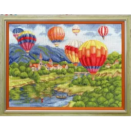 Набор для вышивания Воздушные шары над замком 31,5x42,5 см S/DL040