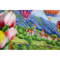 Siuvinėjimo rinkinys Balionai virš pilies 31,5x42,5 cm S/DL040