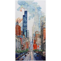 Kryželiu siuvinėjimo rinkinys Didmiesčio gyvenimas (Peizažas) 50x25 cm AAH-219