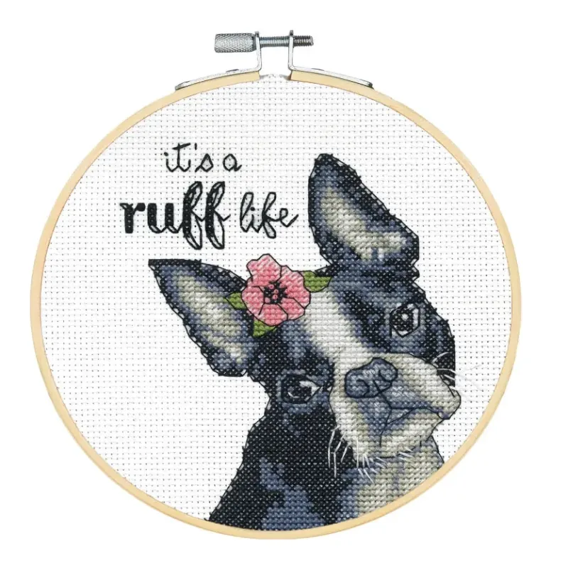 Gezählter Kreuzstich-Set mit Bambusreifen Ruff Life D72-76108