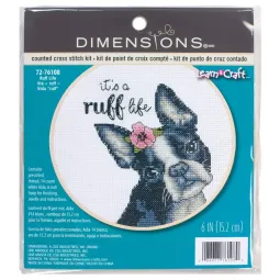 Kit de point de croix compté avec cercle en bambou Ruff Life D72-76108
