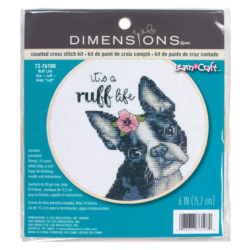 Gezählter Kreuzstich-Set mit Bambusreifen Ruff Life D72-76108