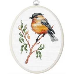 Cross Stitch Kit with Hoop Included  "Bird On The Branch" 8x10,5cm SBC106