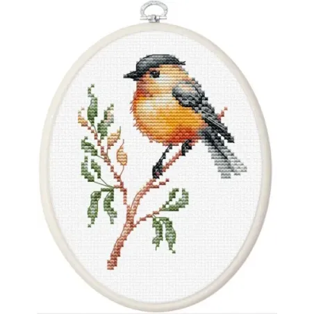 Kreuzstich-Set mit Stickrahmen inklusive "Vogel auf dem Ast" 8x10,5cm SBC106