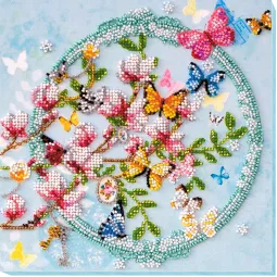 Kit de broderie de perles de taille moyenne Clés du printemps (Fleurs) 20x20 cm AAMB-020