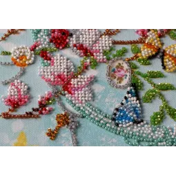 Kit de broderie de perles de taille moyenne Clés du printemps (Fleurs) 20x20 cm AAMB-020