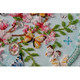 Kit de broderie de perles de taille moyenne Clés du printemps (Fleurs) 20x20 cm AAMB-020