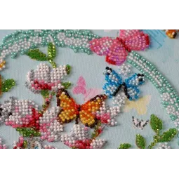 Kit de broderie de perles de taille moyenne Clés du printemps (Fleurs) 20x20 cm AAMB-020