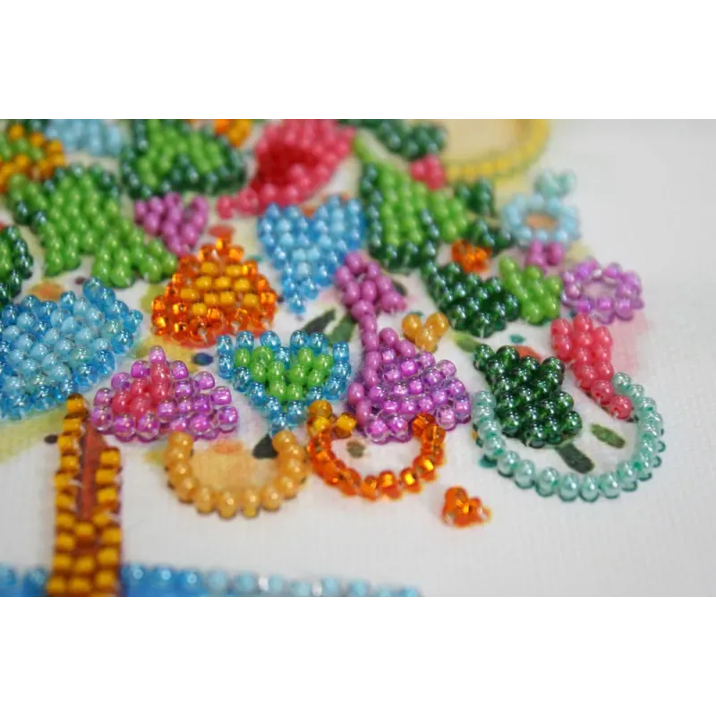 Mini kit de broderie de perles Le cœur des vacances 15x15 cm AAM-205