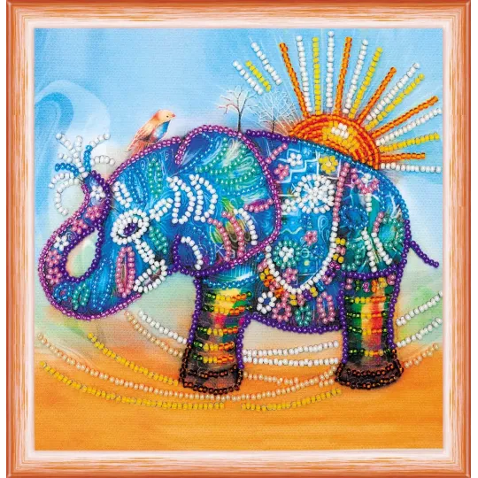 Mini Perlenstickerei Set Neon Elefant 15x15 cm AAM-149