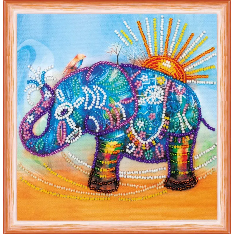 Mini kit de broderie de perles Éléphant néon 15x15 cm AAM-149