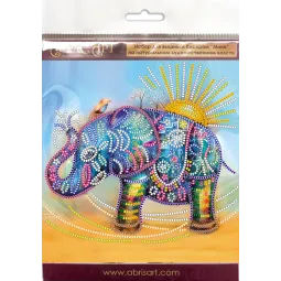 Mini Bead embroidery kit Neon elephant 15x15 cm AM-149