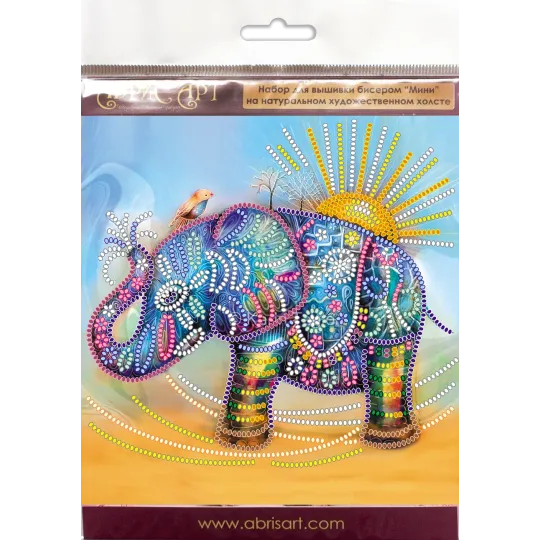 Mini Perlenstickerei Set Neon Elefant 15x15 cm AAM-149