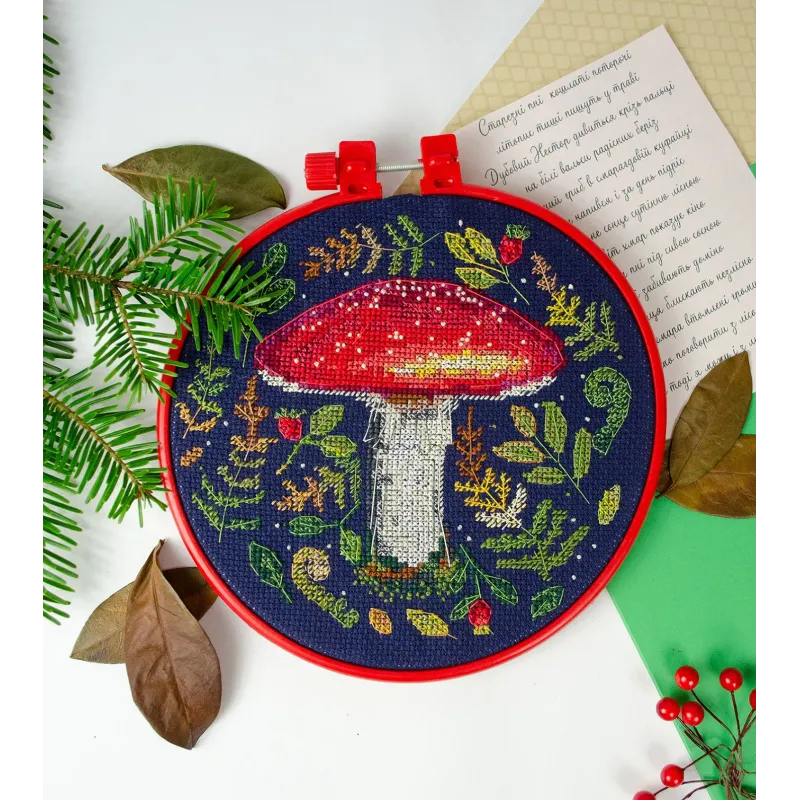 Kits de point de croix avec cercle inclus Forêt beau 17x17 cm AAHM-071
