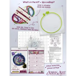 Cross-stitch kits with Hoop Included Neon glitter 15x15 cm AAHM-054