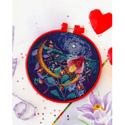 Kits de point de croix avec cerceau inclus Fireflies 15x15 cm AAHM-053