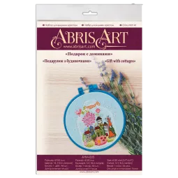 Kits de point de croix avec cerceau inclus Cadeau avec des chalets 15x15 cm AAHM-005