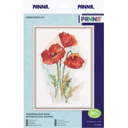 Kryželių siuvinėjimo rinkinys PANNA "Akvarelinės aguonos" PC-7230