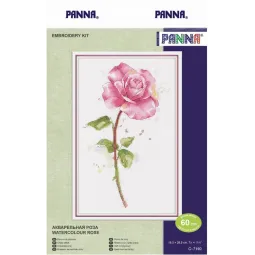 Kryželiu siuvinėjimo rinkinys PANNA "Watercolor rose" PC-7190