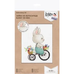 Kryželiu siuvinėjimo rinkinys KLART "Zuikis su dviračiu" KL8-521