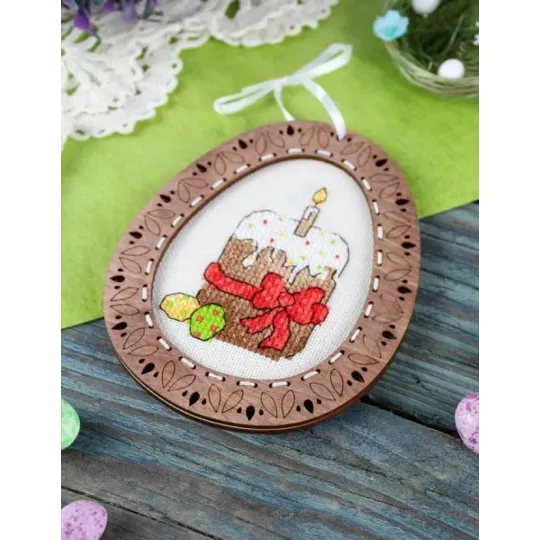 Cross-stich on wooden base "Miniature. Easter composition" SO-094 (ES)