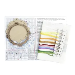 Point de croix sur base en bois "Miniature. Fleurs de printemps" SO-093