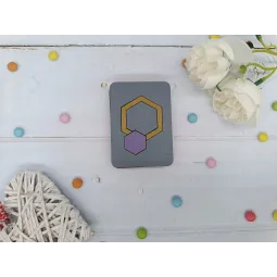 Wooden needle case.  Purple hexagon KF056/105