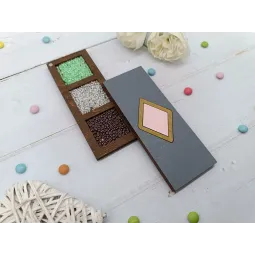 Holzkästchen für Perlen. Rosa Rhombus KF027/107