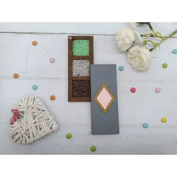 Wooden box for beads. Pink rhombus KF027/107