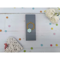 Wooden box for beads. Turquoise hexagon KF027/105