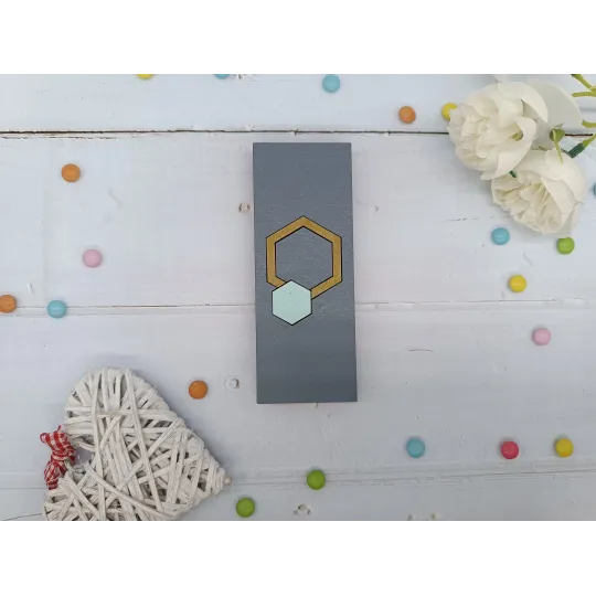 Деревянная коробка для бусин. Бирюзовый шестиугольник KF027/105