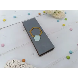 Wooden box for beads. Turquoise hexagon KF027/105