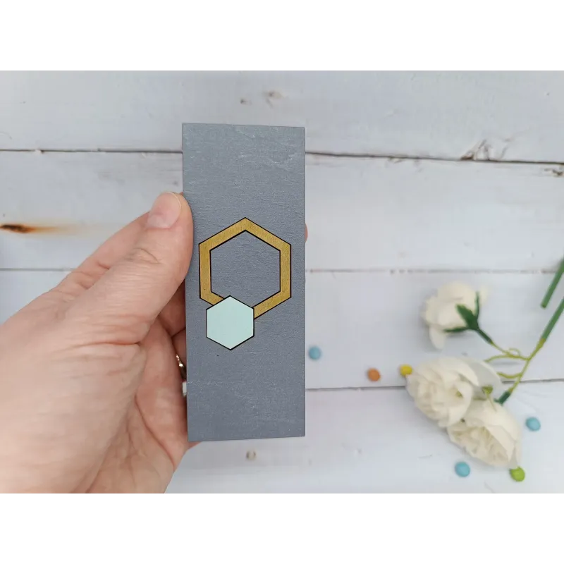 Деревянная коробка для бусин. Бирюзовый шестиугольник KF027/105