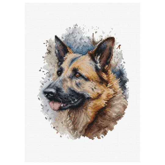 Counted Cross Stitch Kit with Hoop Included "The German Shepherd" 17x21cm SBC214