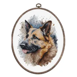 Zähl-Kreuzstich-Set mit Stickrahmen "Deutscher Schäferhund" 17x21cm SBC214